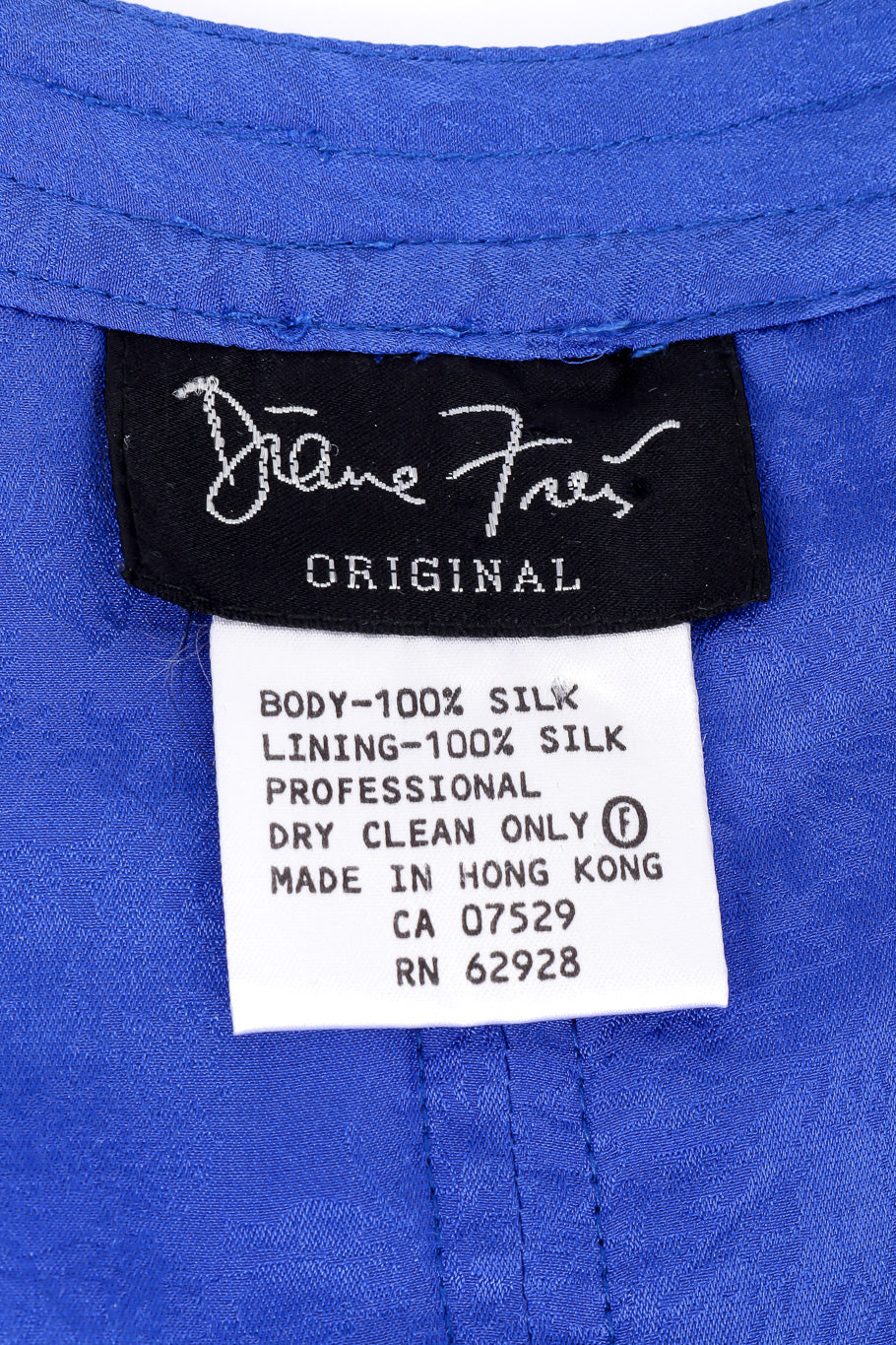Silk duster jacket by Diane Freis label close @recessla