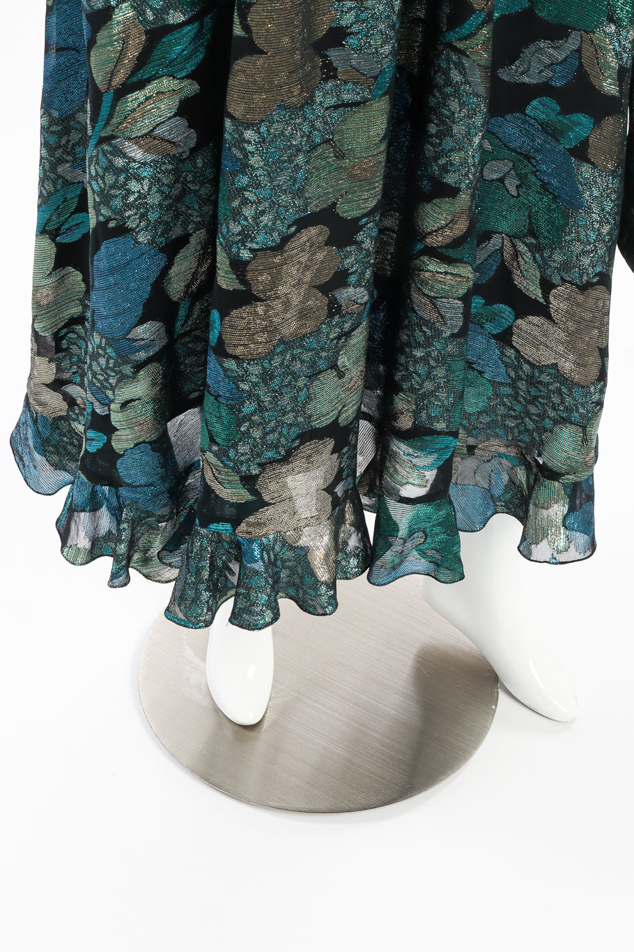 Lamé Ruffle Blouse & Skirt Set by Diane Freis on mannequin skirt hem close @recessla