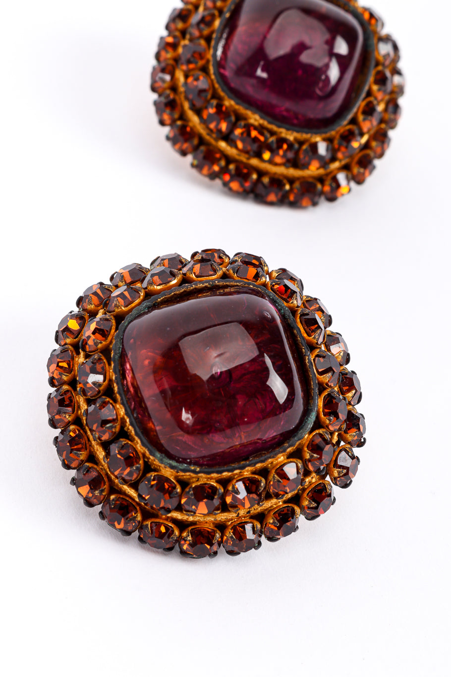 Vintage Dominique Aurientis Crystal Gripoix Necklace & Earrings Set earring closeup @recessla