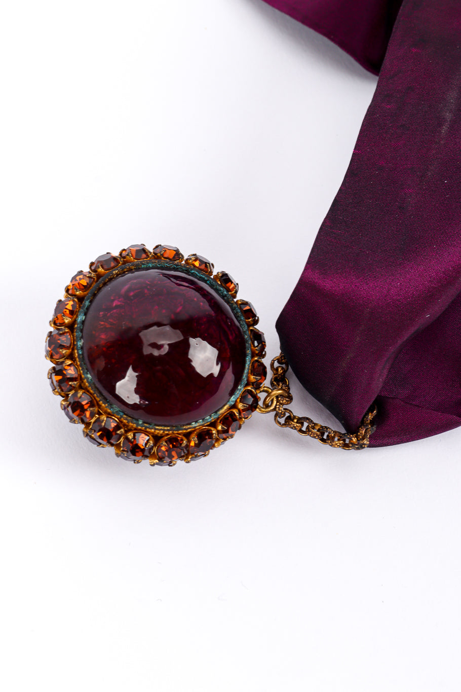Vintage Dominique Aurientis Crystal Gripoix Necklace & Earrings Set pendant front closeup @recessla