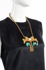 Foo Dog Palace Necklace by Donald Stannard on mannequin in black silk blouse @recessla