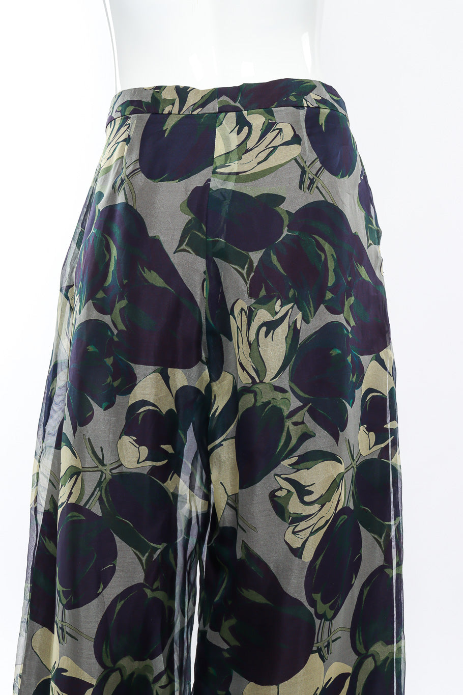 Dries Van Noten Floral Silk Lounge Pant front view on mannequin closeup @Recessla