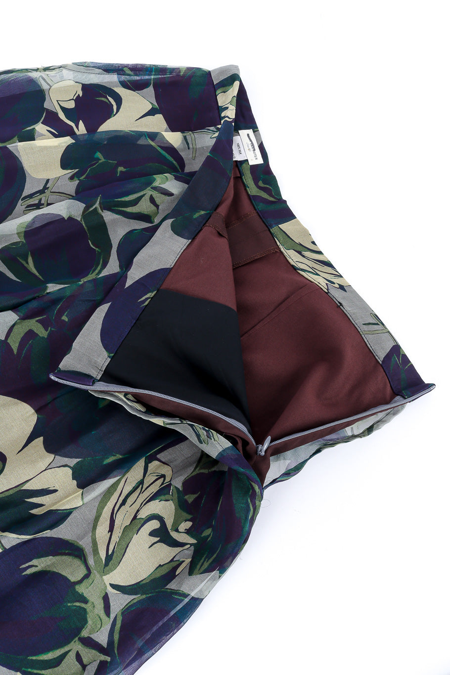 Dries Van Noten Floral Silk Lounge Pant waist closeup, laid flat @Recessla