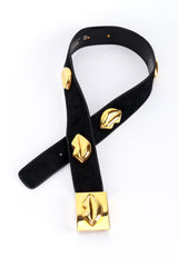 Vintage Escada Lip Studded Suede Belt front overlapped @recess la