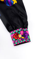 Vintage Escada Magical Vibrant Circus Horse Print close up cuff detail @Recess LA