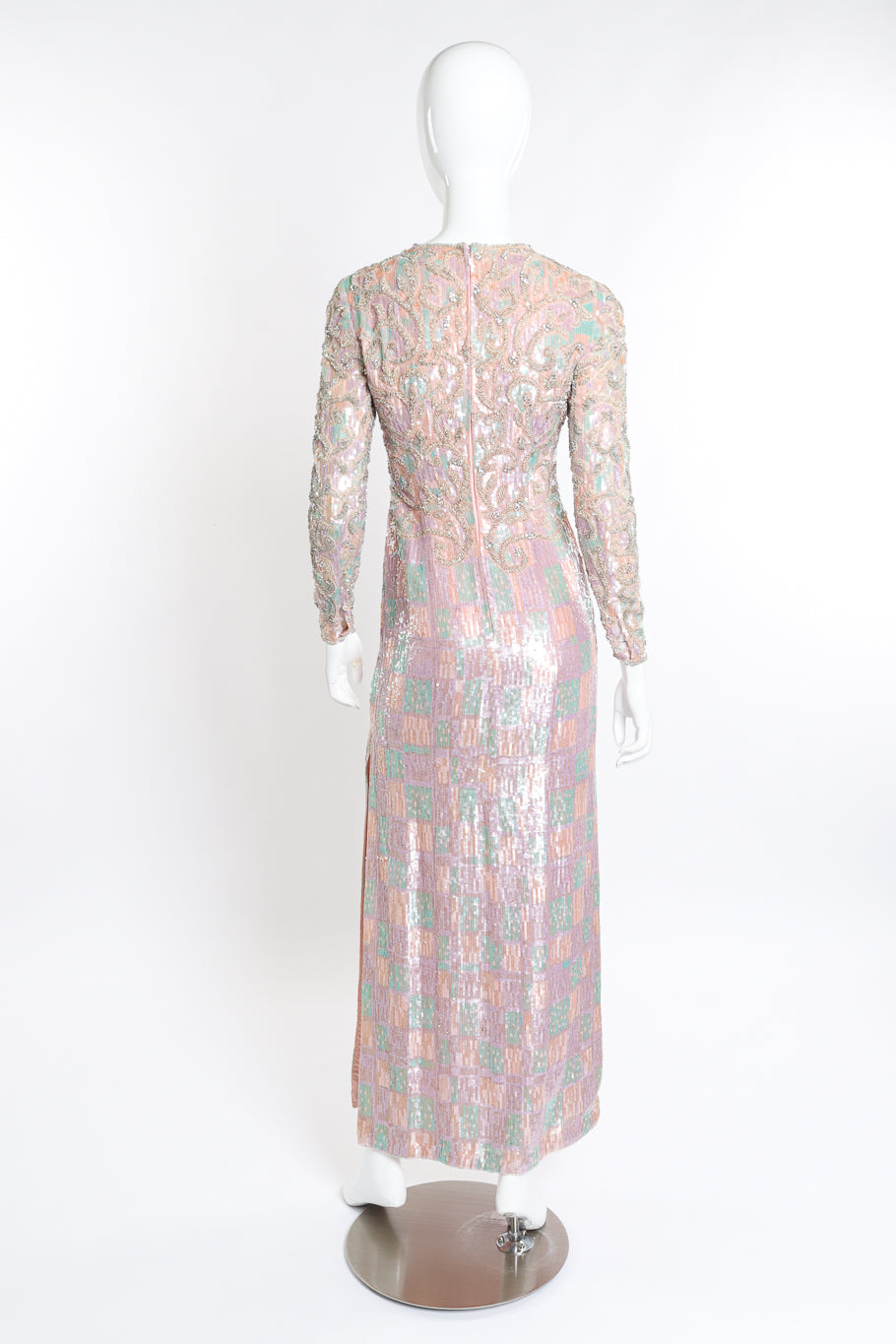 Pastel Fleur Beaded Gown by Escada on mannequin back @recessla