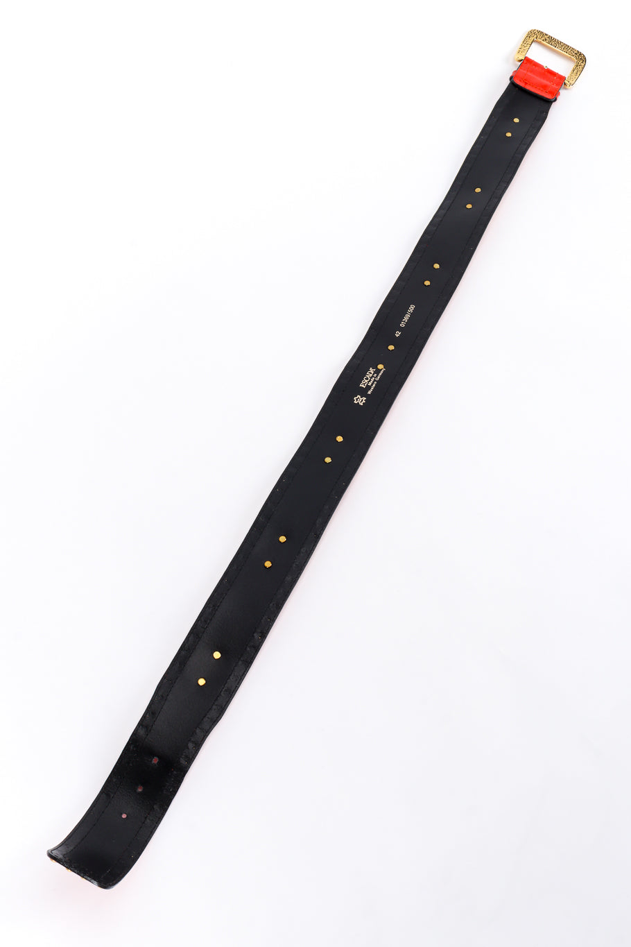 Vintage Escada Studded Charm Leather Belt back extended @recess la