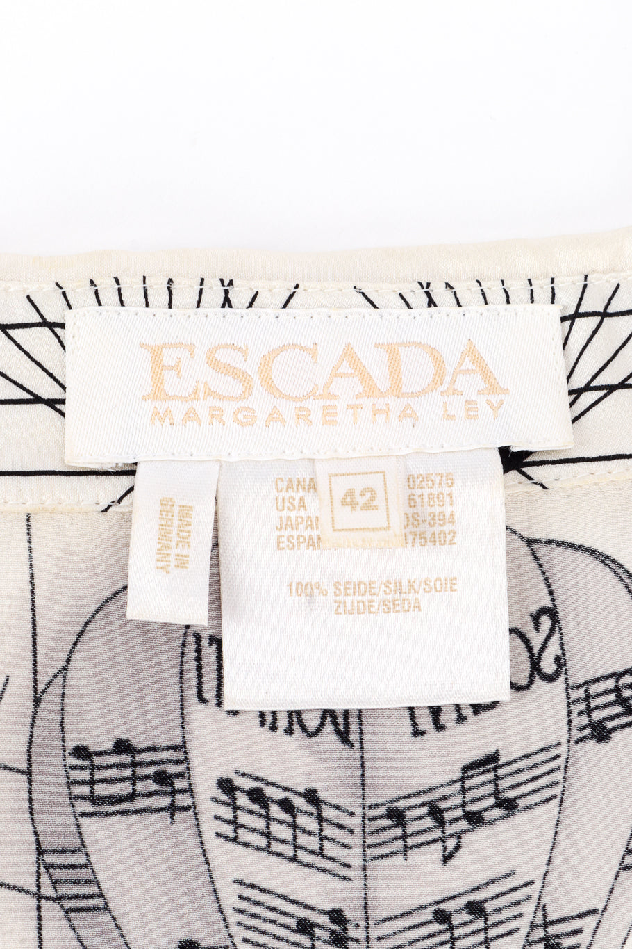 Vintage Escada Sheet Music Silk Blouse signature label @recess la