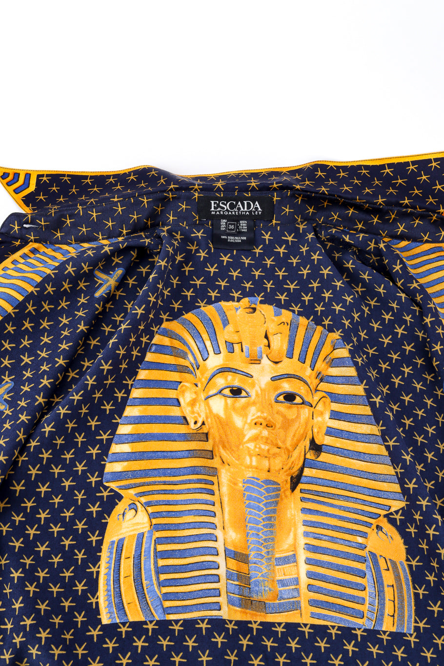 Vintage Escada Pharaoh Star Print Silk Blouse view of interior @recess la
