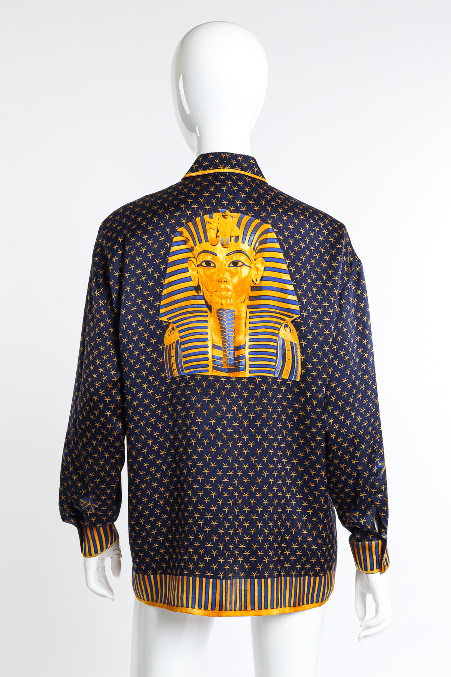 Vintage Escada Pharaoh Star Print Silk Blouse back on mannequin @recess la
