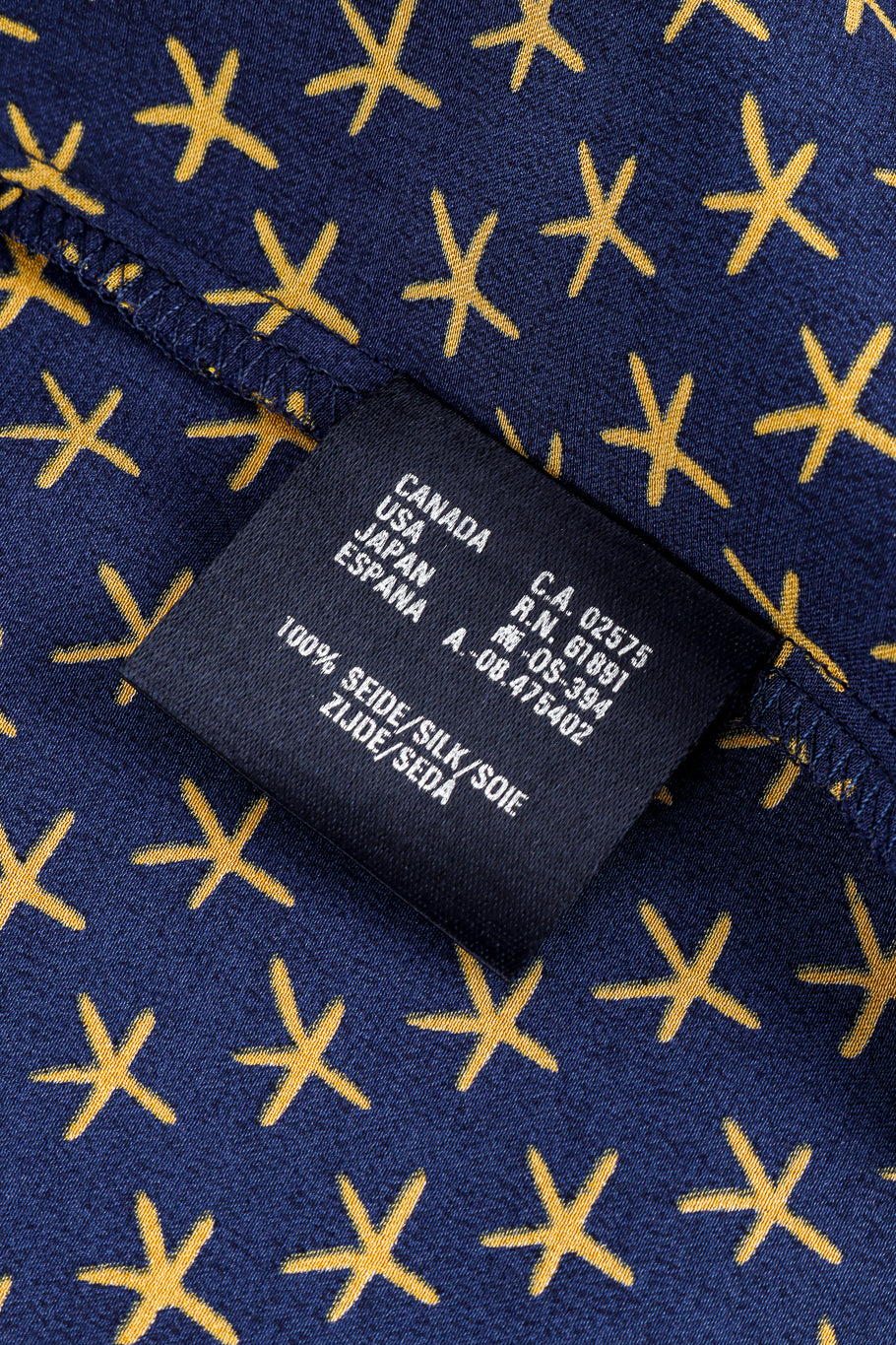 Vintage Escada Pharaoh Star Print Silk Blouse content label @recess la