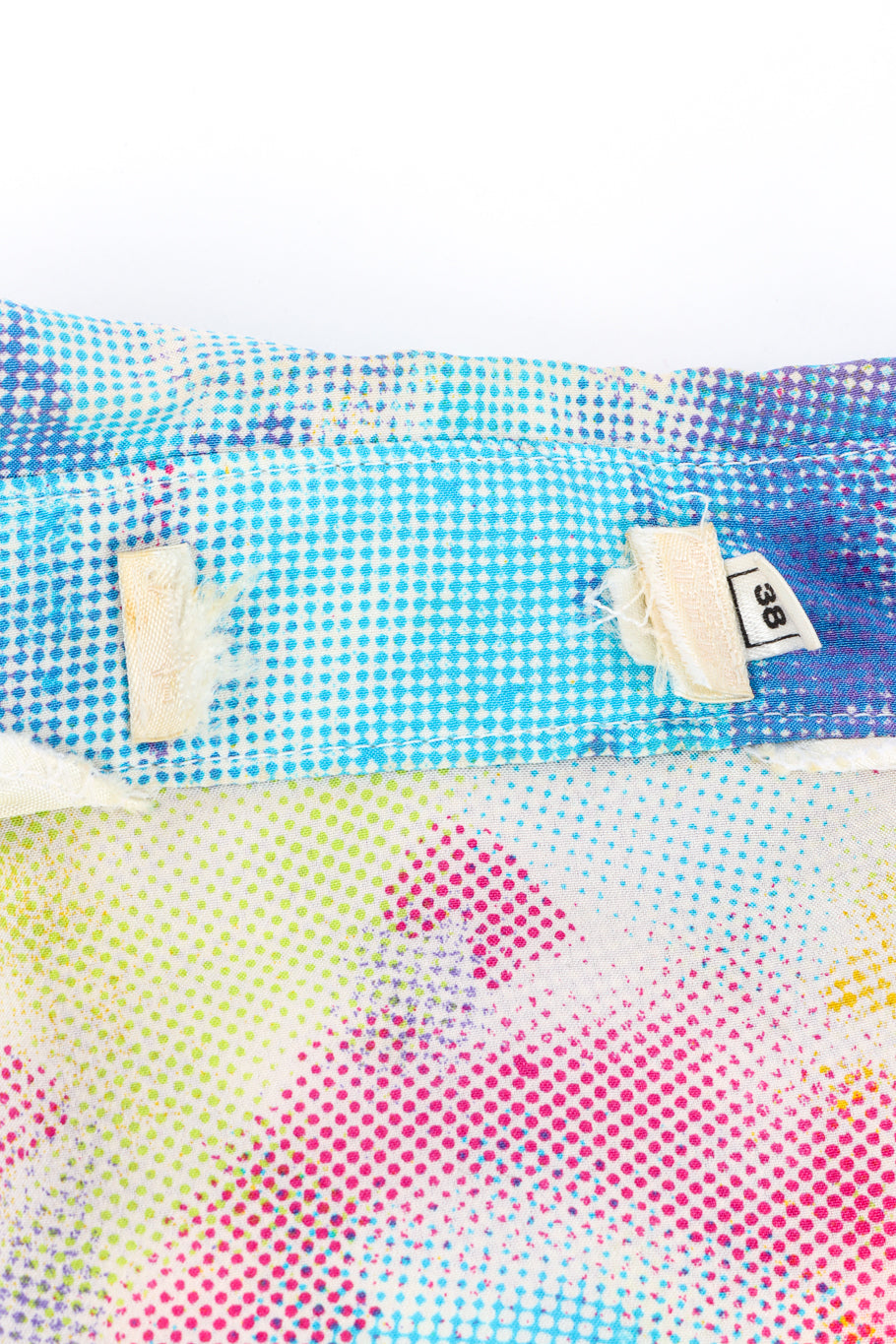 Vintage Escada Tie-Dye Mesh Pattern Printed Blouse cut out label @Recess LA
