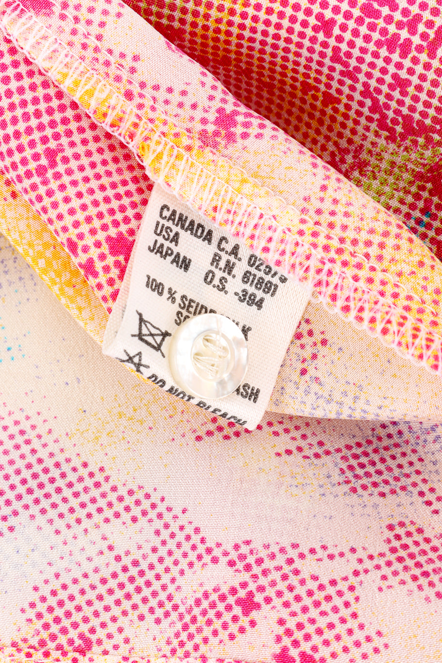 Vintage Escada Tie-Dye Mesh Pattern Printed Blouse care label @Recess LA