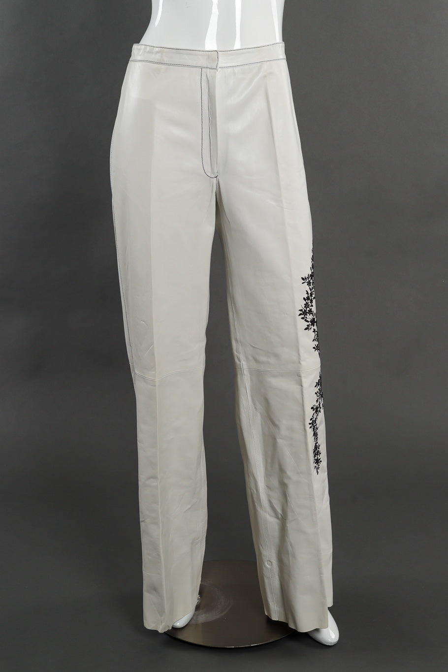 Vintage Estrella G Embroidered Leather Vest and Pant Set front view of pant on mannequin @Recessla