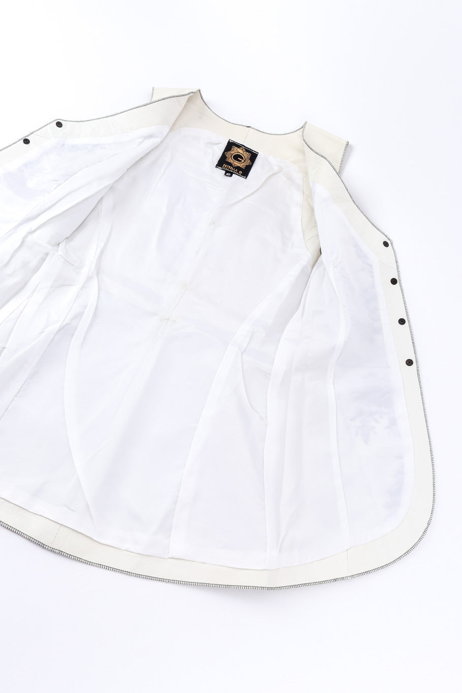 Vintage Estrella G Embroidered Leather Vest and Pant Set view of vest lining @Recessla