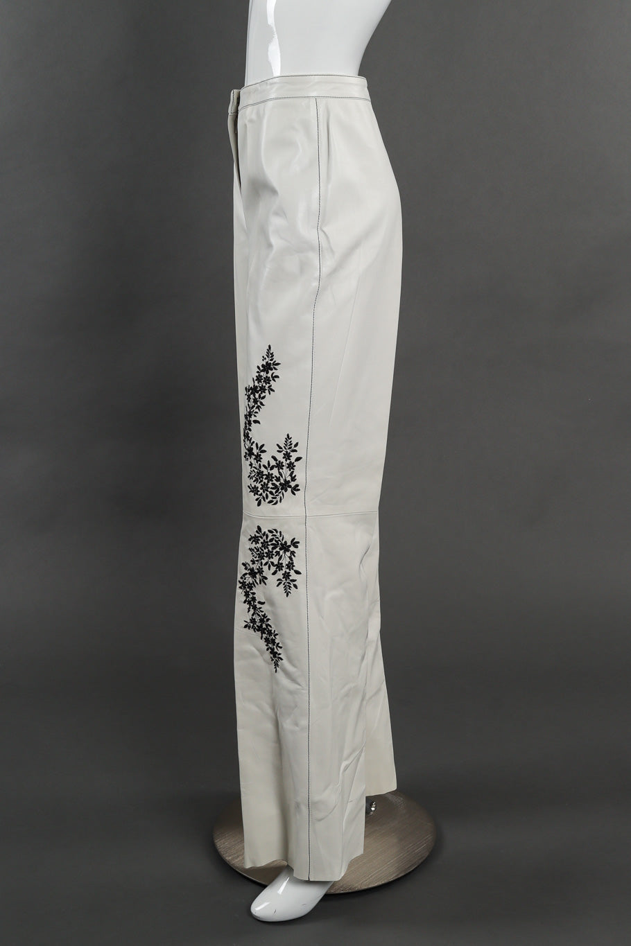 Vintage Estrella G Embroidered Leather Vest and Pant Set side view of pant on mannequin @Recessla