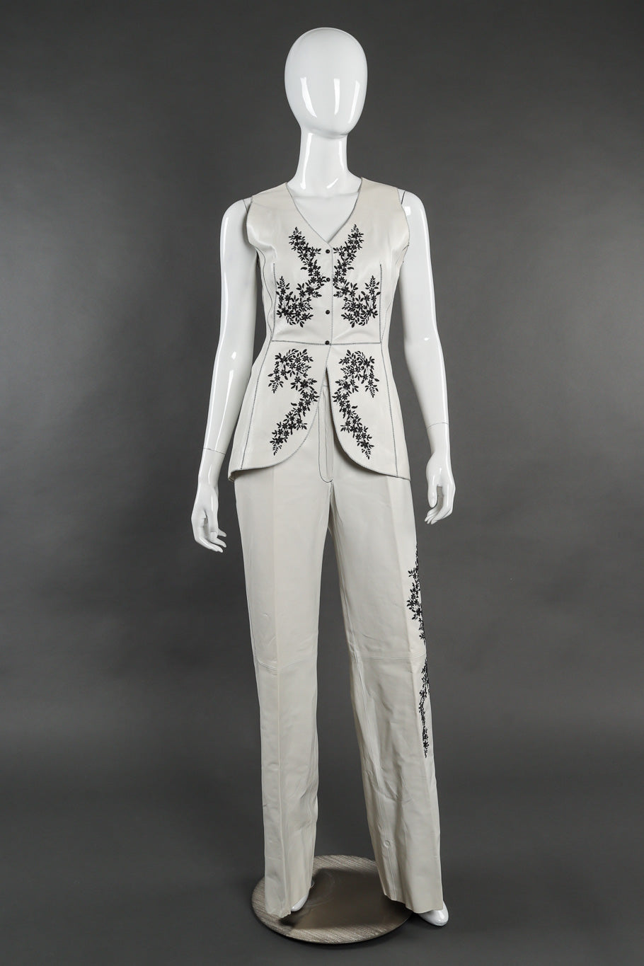 Vintage Estrella G Embroidered Leather Vest and Pant Set front view on mannequin @Recessla 