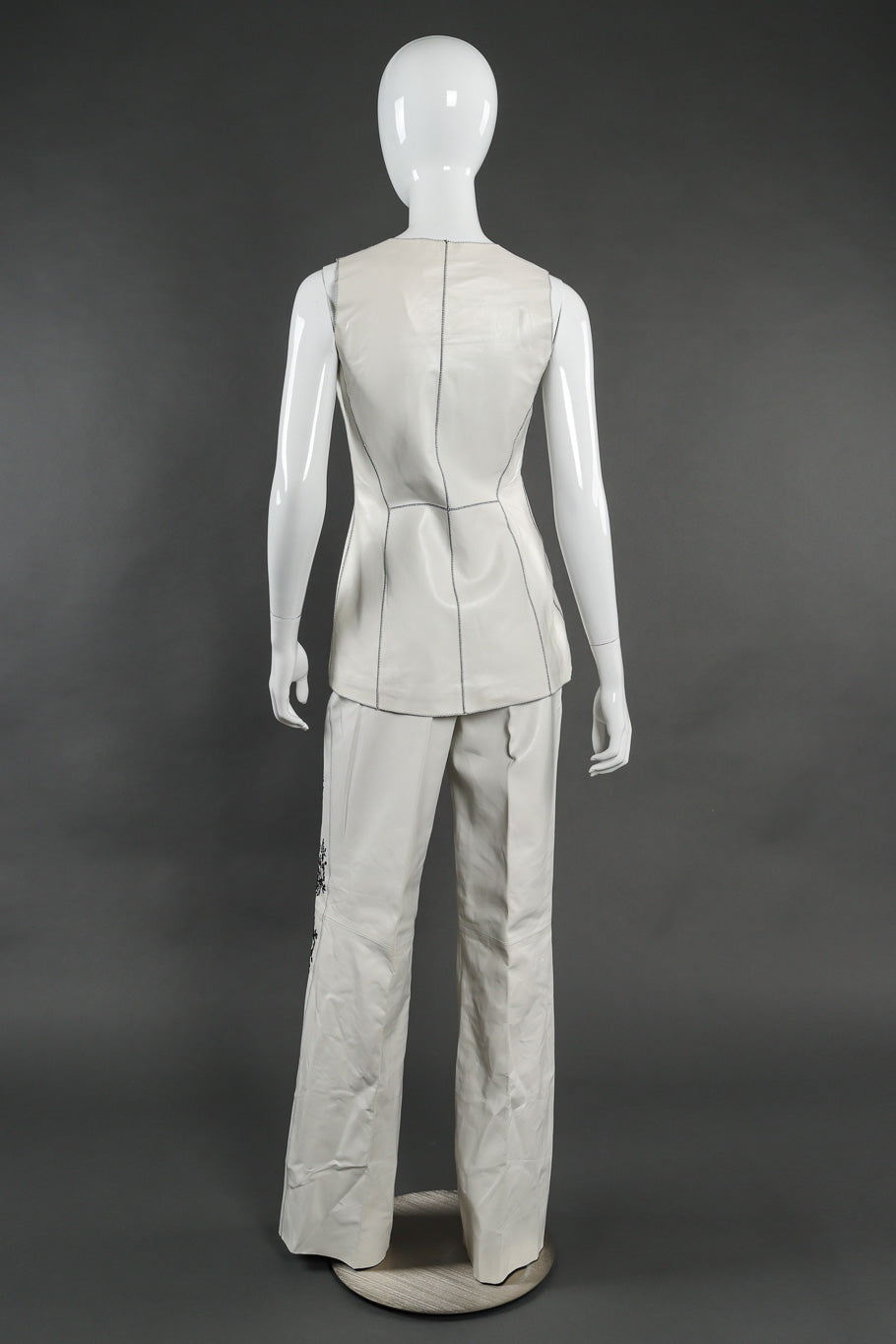 Vintage Estrella G Embroidered Leather Vest and Pant Set back view on mannequin @Recessla