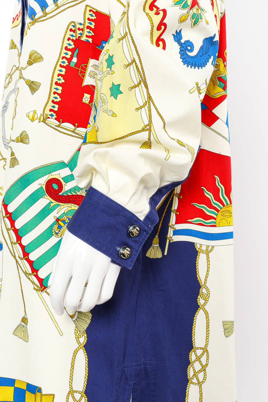 Etro 2021 S/S Nautical Flag Cotton Dress sleeve on mannequin closeup @recess la