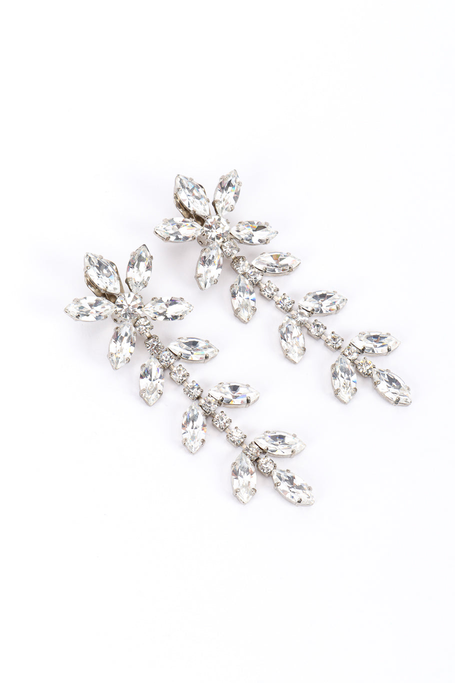 Vintage Sharra Pagano Crystal Marquis Flower Drop Earrings front @recessla