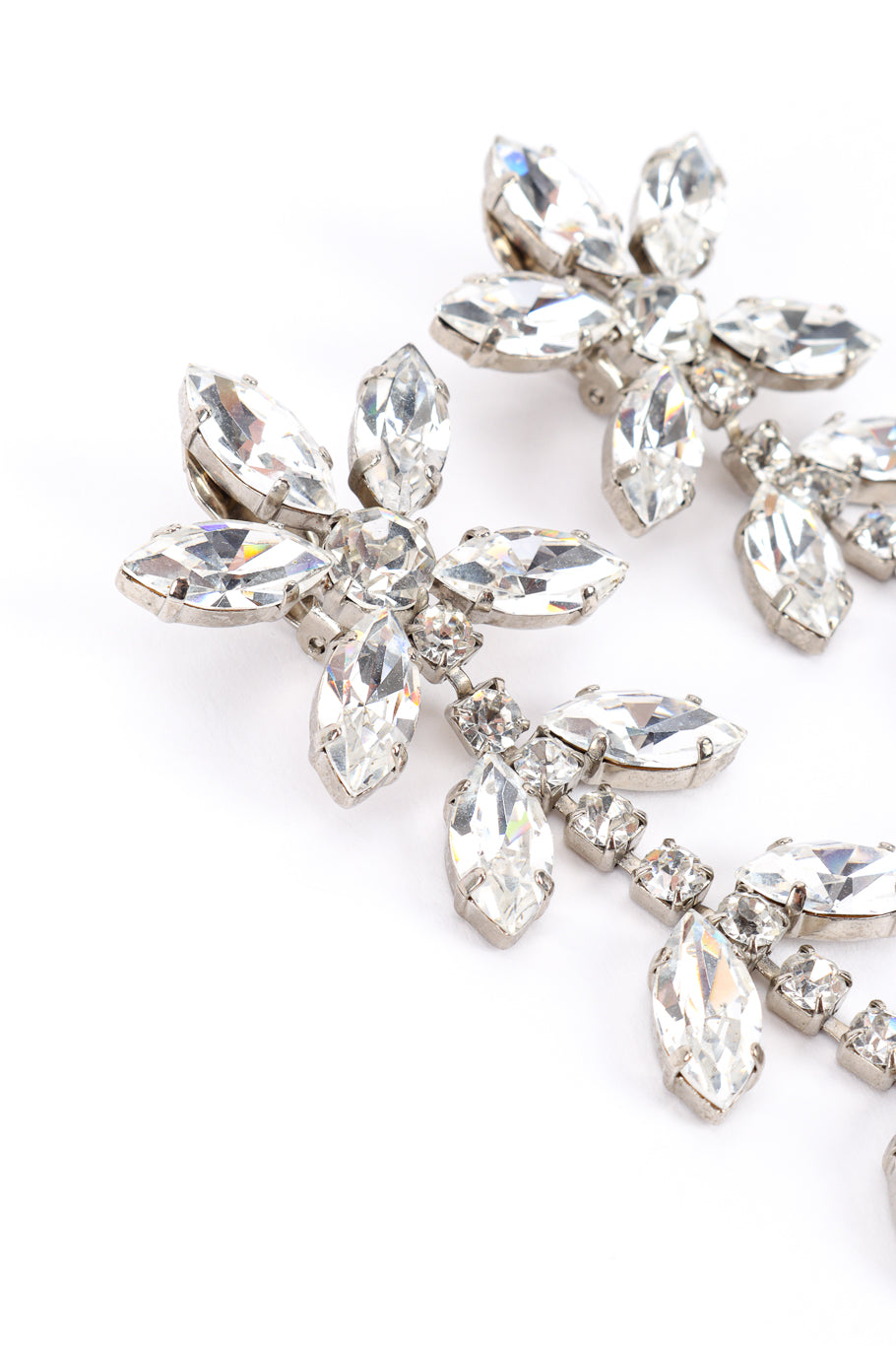 Vintage Sharra Pagano Crystal Marquis Flower Drop Earrings crystal closeup @recessla