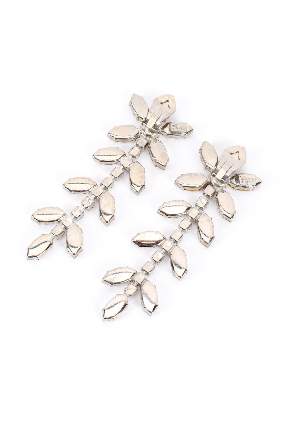 Vintage Sharra Pagano Crystal Marquis Flower Drop Earrings back @recessla