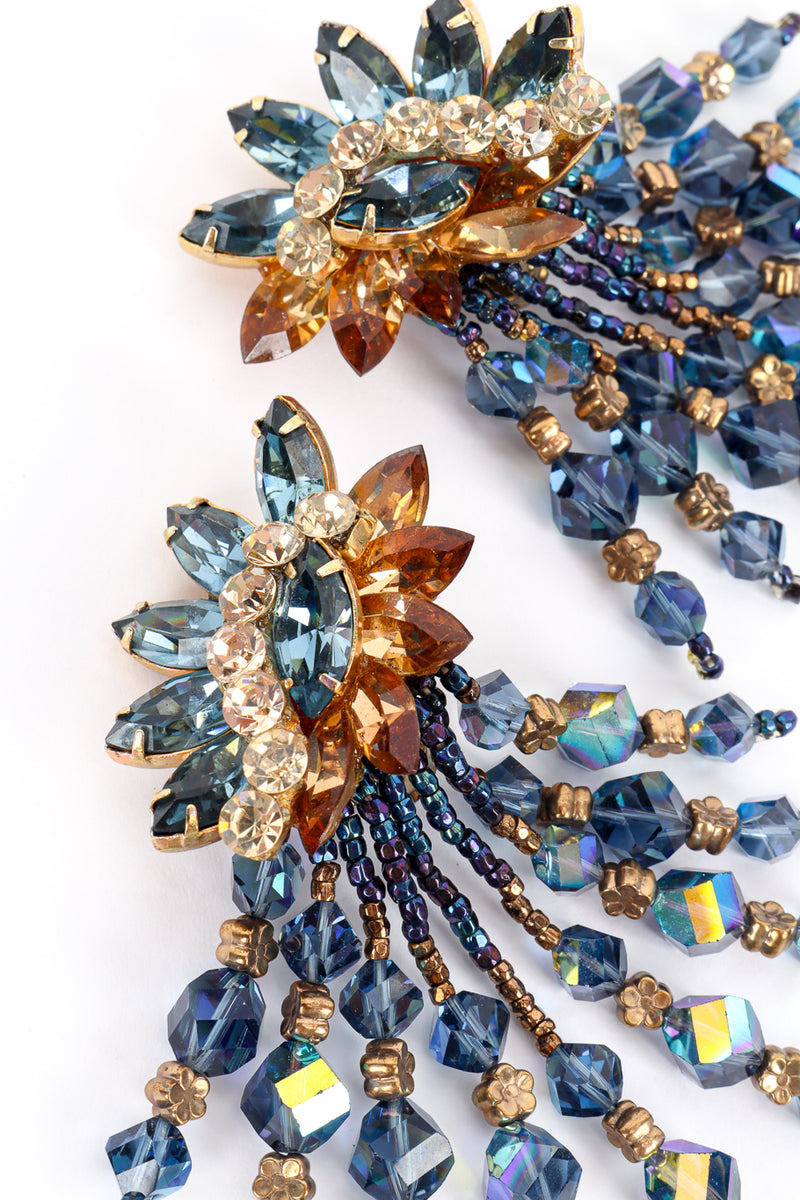 Vintage Sherry De Pee Crystal Burst Fringe Earrings crystal closeup @recess la