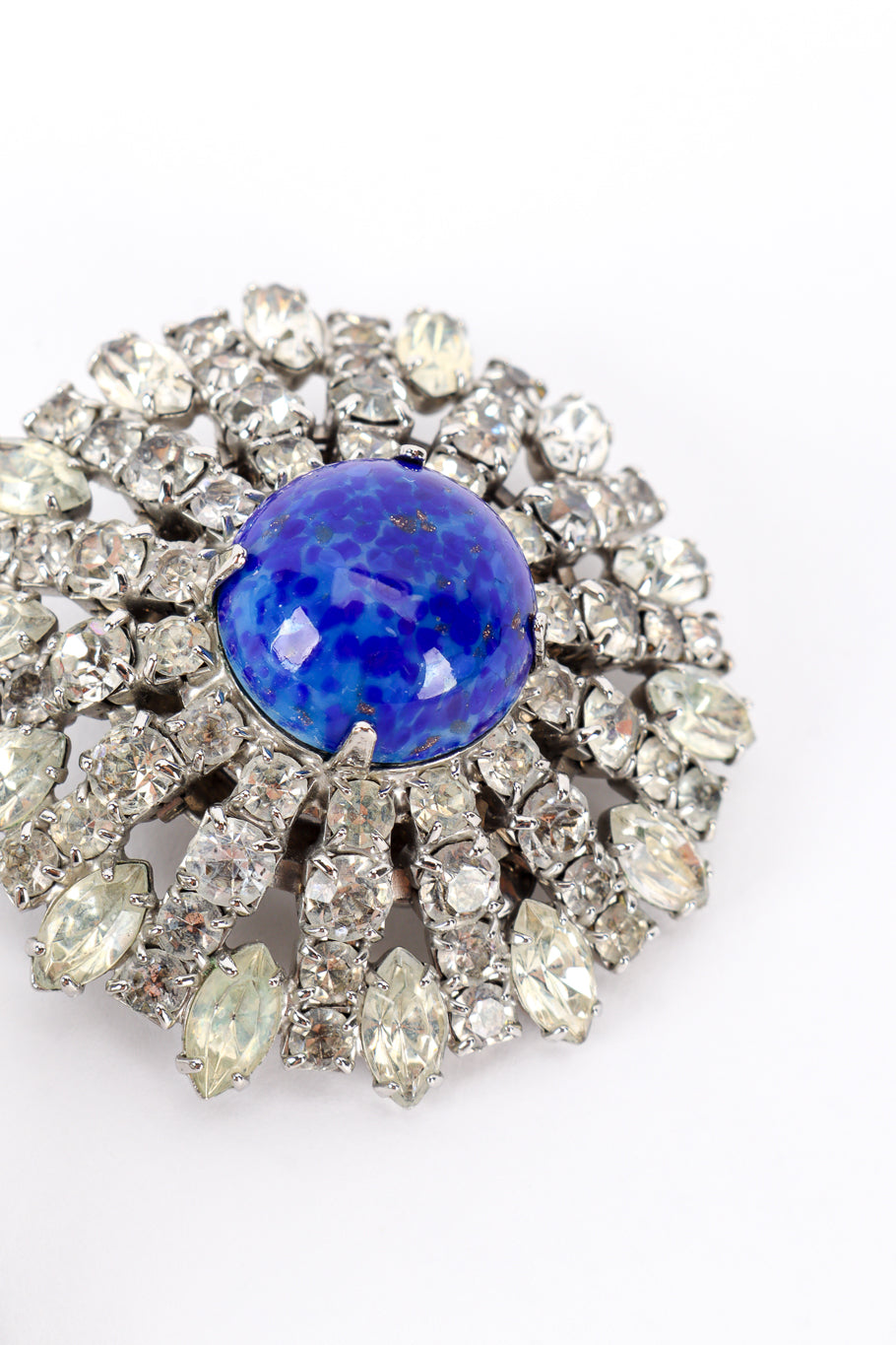 Vintage Crystal Cabochon Button Earrings crystal closeup @recess la