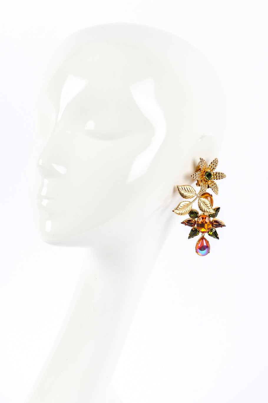 Gilded Flower Crystal Drop Earrings by Zoe Coste on mannequin @recessla