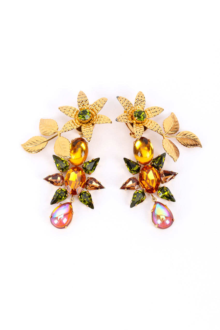 Gilded Flower Crystal Drop Earrings by Zoe Coste @recessla
