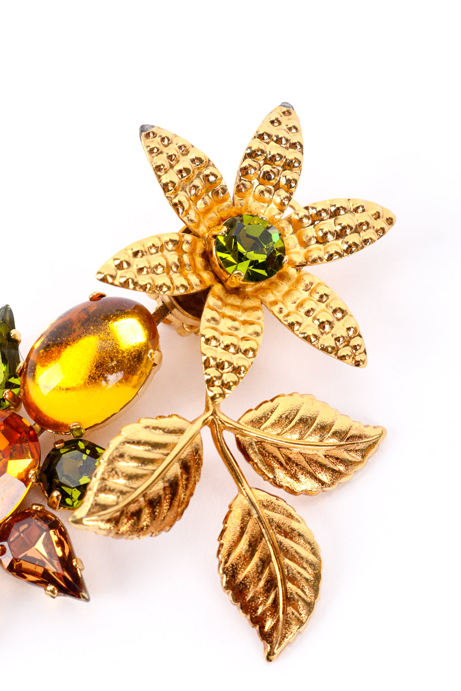 Gilded Flower Crystal Drop Earrings by Zoe Coste top close @recessla