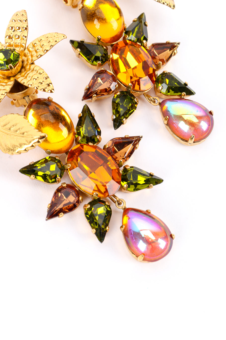 Gilded Flower Crystal Drop Earrings by Zoe Coste drops close @recessla