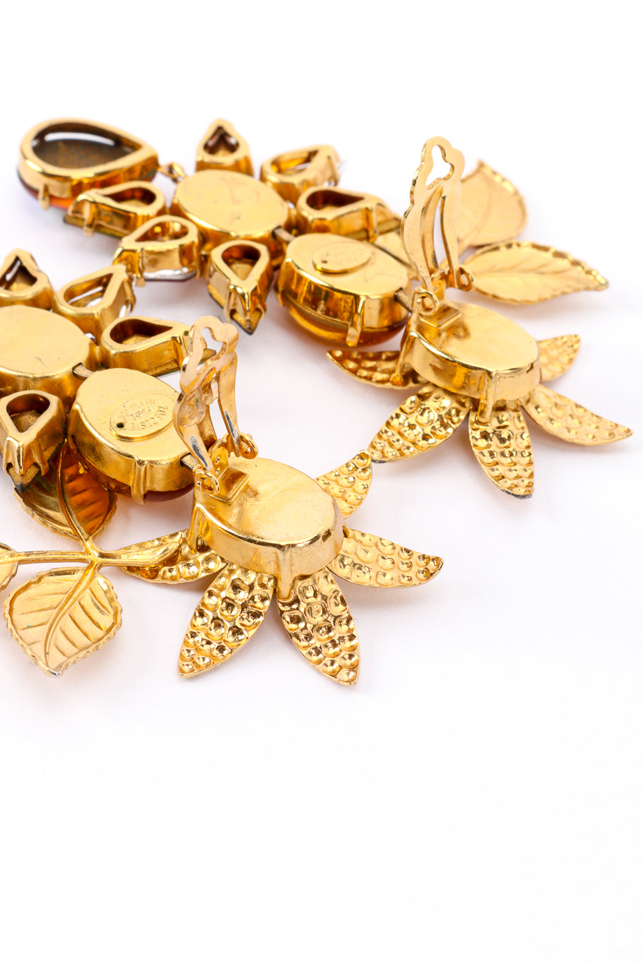 Gilded Flower Crystal Drop Earrings by Zoe Coste backs open @recessla