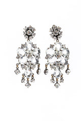 Vintage Crystal Flower Drop Earrings front @recess la