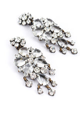 Vintage Crystal Flower Drop Earrings 3/4 front @recess la