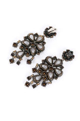 Vintage Crystal Flower Drop Earrings 3/4 back @recess la