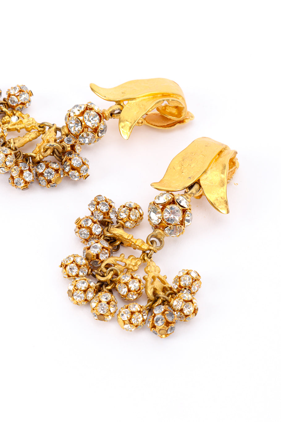 Vintage Deanna Hamro Leaf Crystal Drop Earring front closeup @recessla