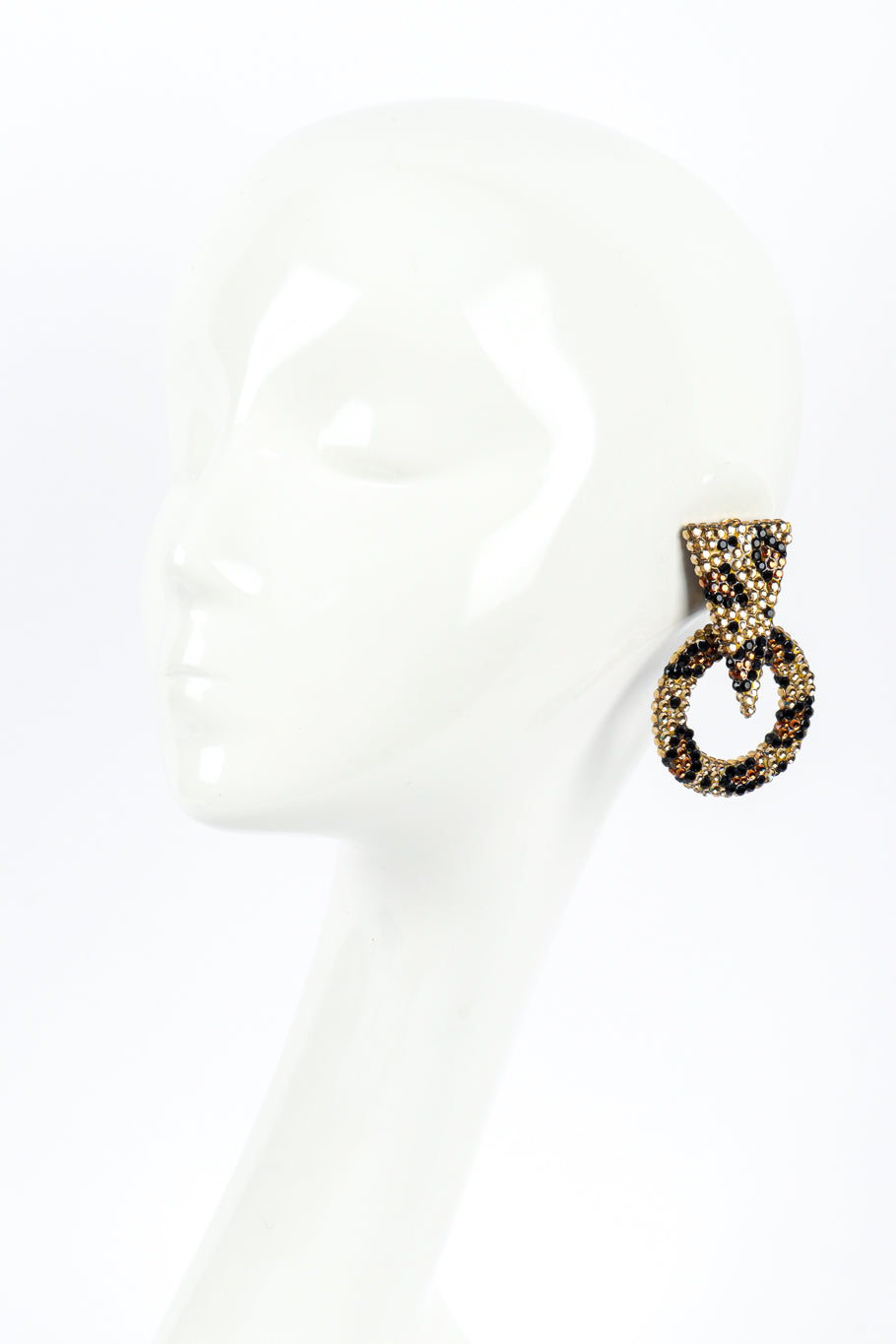 Vintage Richard Kerr Spotted Triangle Point Hoop Earrings on mannequin @recess la