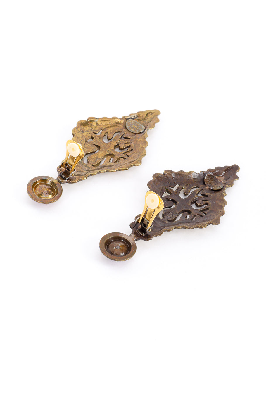 Vintage Il Gioiello Organic Plate Earrings back clips unhinged @recess la