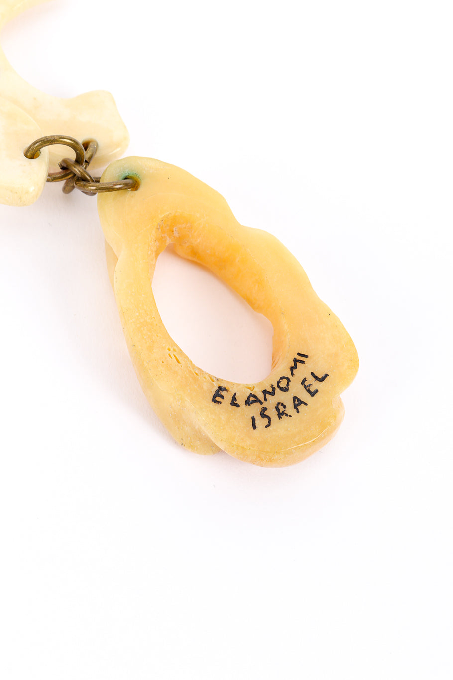 Vintage Elanomi Israel Bone Drop Necklace signature closeup @recessla
