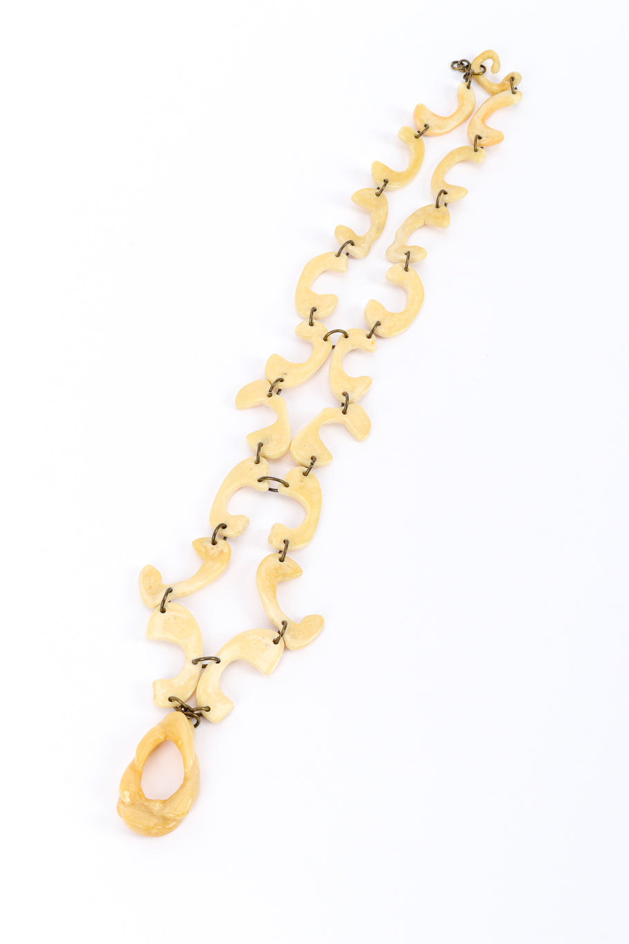 Vintage Elanomi Israel Bone Drop Necklace front @recessla