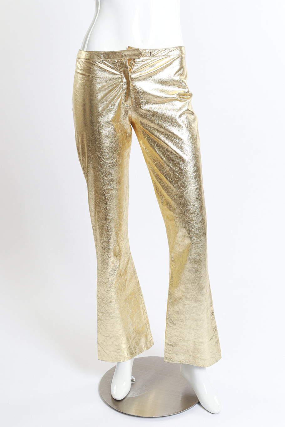 Vintage Elisabetta Rogiani Metallic Leather Pant front on mannequin @recess la