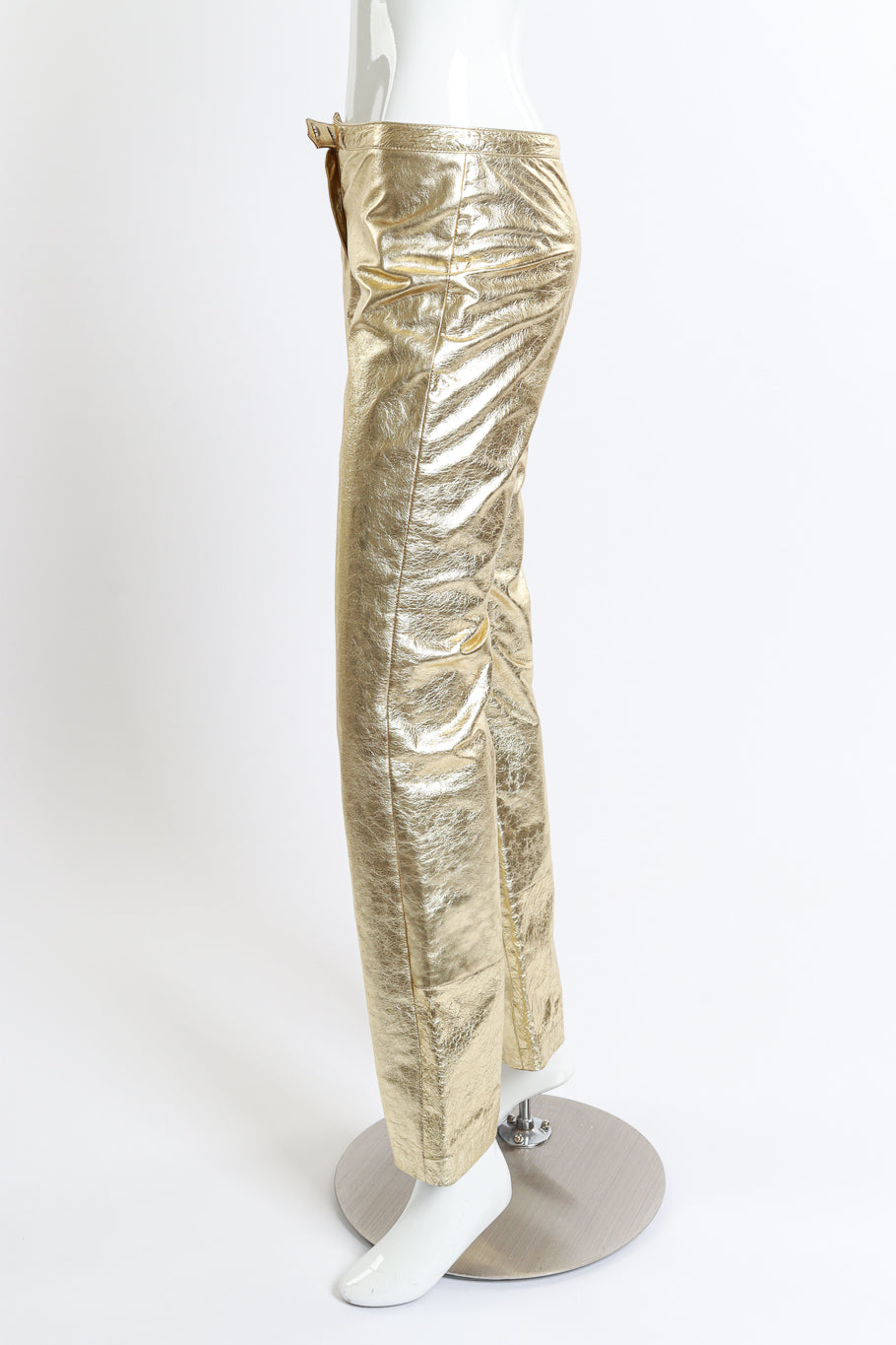 Vintage Elisabetta Rogiani Metallic Leather Pant left side on mannequin @recess la