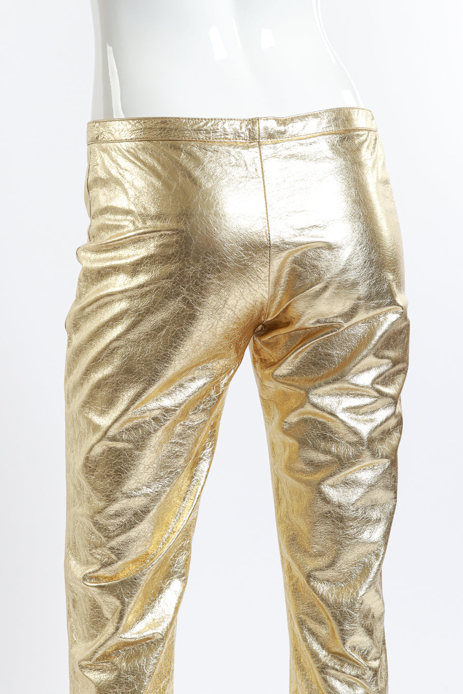 Vintage Elisabetta Rogiani Metallic Leather Pant back on mannequin closeup @recess la