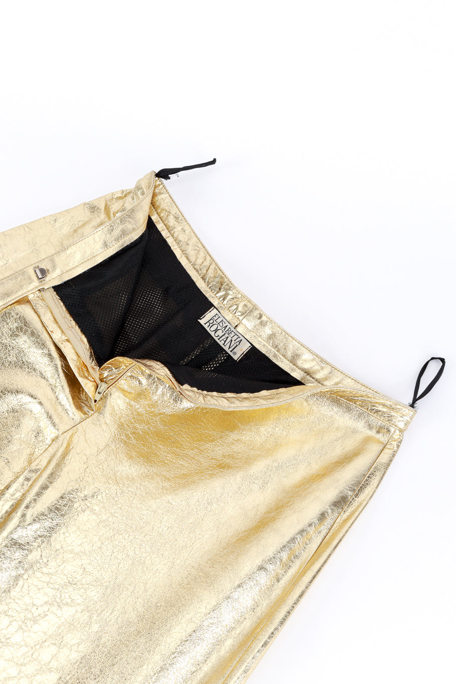 Vintage Elisabetta Rogiani Metallic Leather Pant front unzipped @recess la