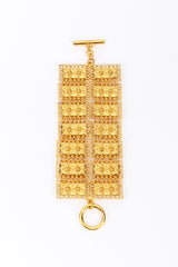 Vintage Oscar de la Renta Byzantine Plate Link Bracelet front extended @recess la