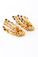 Vintage Oscar de la Renta Black Rhinestone Cluster Waterfall Earrings back clips open @recess la