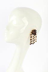 Vintage Oscar de la Renta Black Rhinestone Cluster Waterfall Earrings on mannequin @recess la