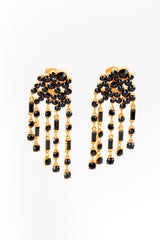 Vintage Oscar de la Renta Black Rhinestone Cluster Waterfall Earrings front @recess la