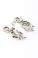 Vintage Oscar de la Renta Rhinestone Plume Gem Drop Earrings back clips open @recess la